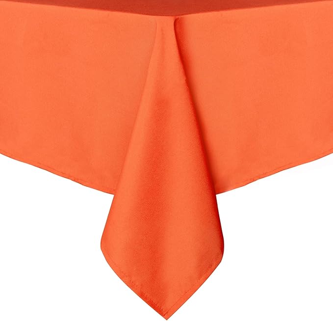 sancua Rectangle Tablecloth - 70 x 90 Inch - Stain and Wrinkle Resistant Washable Polyester Table Cloth, Decorative Fabric Table Cover for Dining Tables, Buffet Parties and Camping, Orange
