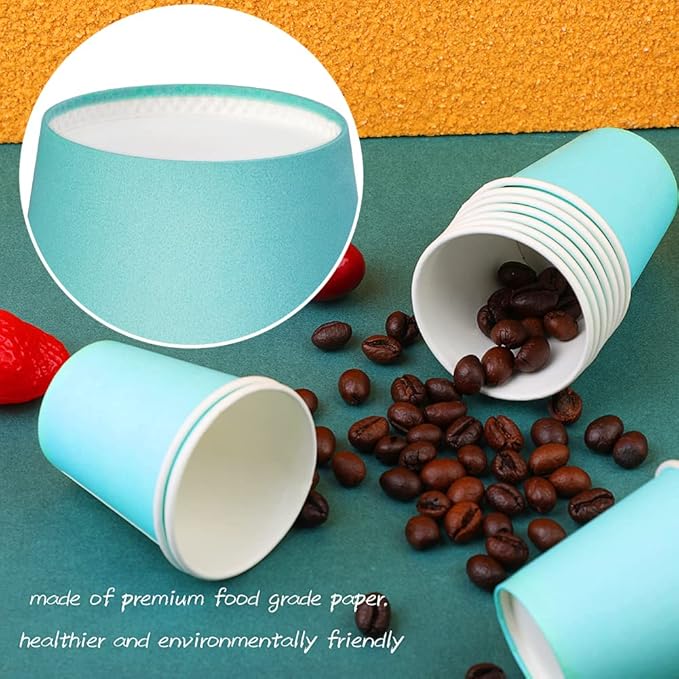 Wuadua 200 Pack 3 oz Blue Espresso Paper Cups - Sturdy and Leak-Proof for Parties, Events, Office, Home Use Disposable Mouthwash Cups - Ideal for Hot/Cold Drinks, Smooth Rim Design, Eco-Friendly