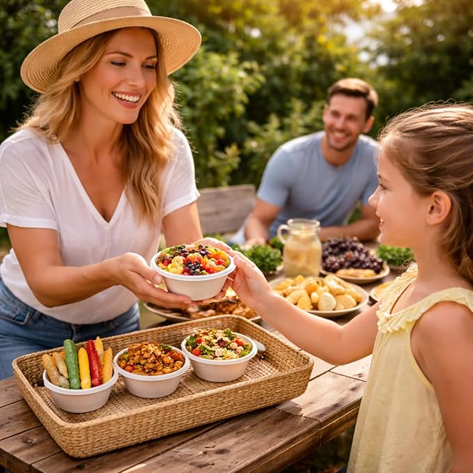 Disposable Paper Bowls, 200 Pack 8 oz, Heavy-Duty Compostable, Eco-Friendly, Bagasse Bowl for Soup, Salad, Dessert & More