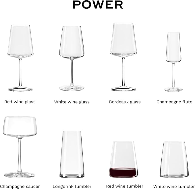 Stölzle Lausitz Red Wine Tumblers Power Set of 4, 17 1/2 oz – Modern Stemless Wine Glasses for Maximum Aroma – Flat Red Wine Glasses in Crystal Glass – Dishwasher & Break-Resistant, Made in Germany