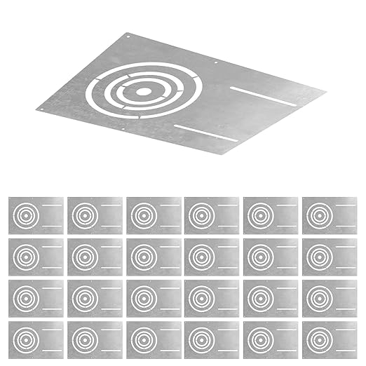 ASD 13 Inch New Construction Mounting Plate with Asymmetric Round Hole - 3/4/6 Inch Flat Steel Rough in Wafer Light Bracket, Shallow LED Recessed Lighting Housing, 24 Pack