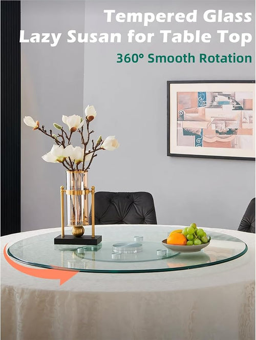 22.8 inch Lazy Susan for Table Top Tempered Glass Rotating Serving Tray for Dining Table, Kitchen Lazy Susan Organizer Spinning Rotating Food Server Party Centerpieces