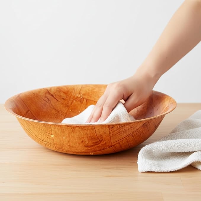 Fonteme|Winco 10-inch Wooden Serving Bowl, Set Of 6 | Round | Stackable | EZ To Wash | Great For Salads, Fruits, Snacks, And More [6PK]