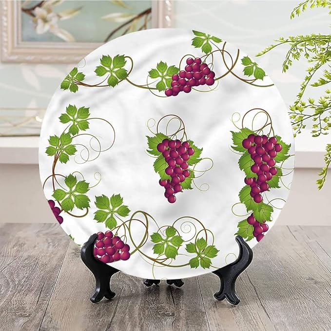Decorative Plates, Vine Print Ornament, Agriculture Harvest Yield, 7 Inch, Kitchen Wall Decor, Multicolor