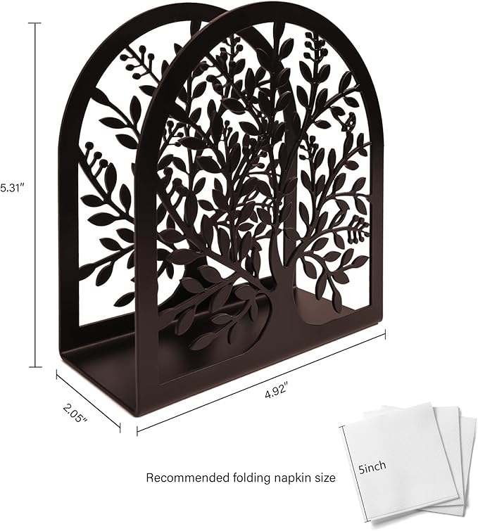 Napkin Holder for Tables, Tree of Life Design Modern Metal Napkin Holder for Home Kitchen & Picnic Party, Bronze