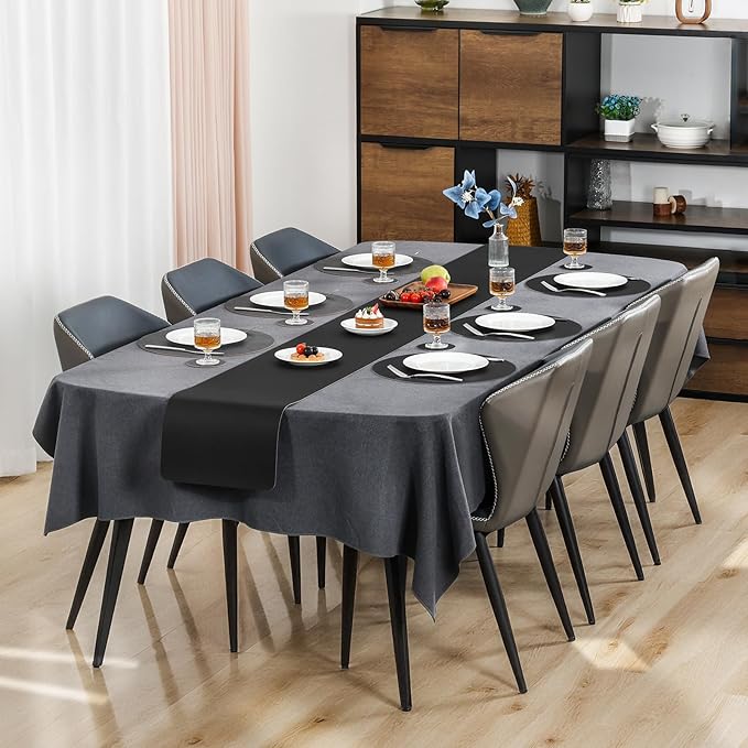 Myir JUN Round Placemats, Dual Sided Faux Leather Place Mats Set of 4 Indoor/Outdoor Non-Slip Washable Table Mats (Gray Black, Set of 4)