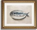 InSimSea Gold Framed Wall Art, Kitchen Dining Room Vintage Sardine on the Plate Wall Decor, Still Life Canvas Print Art, Home Farmhouse Decor, Antique Paintings with Picture Frame 13x16inch
