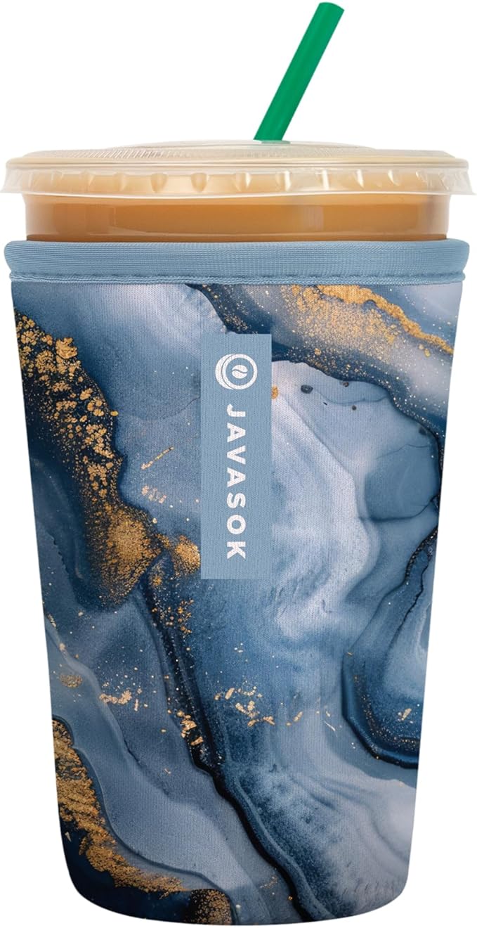 Sok It JavaSok Iced Coffee & Cold Soda Insulated Neoprene Cup Sleeve (Sapphire Drift, Medium: 22-28oz)