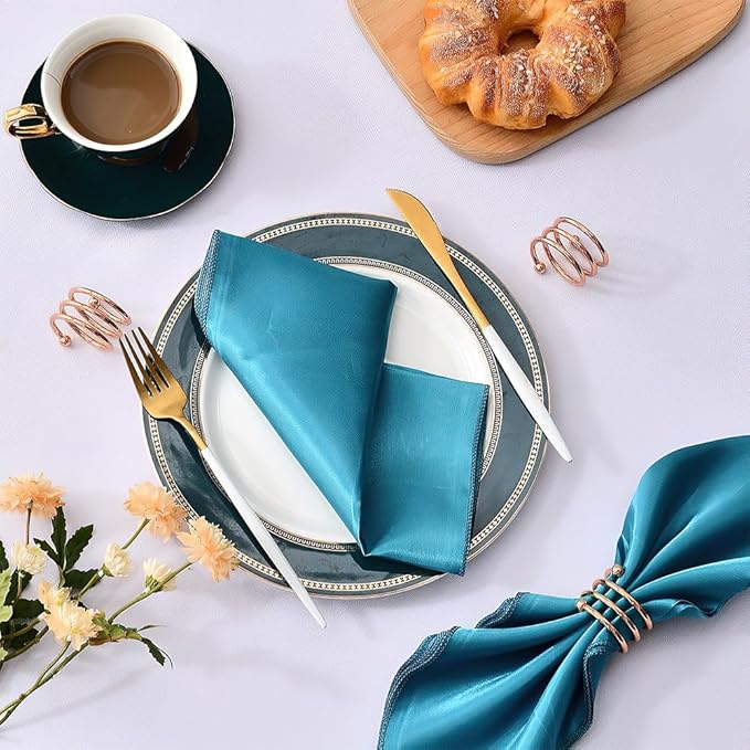 Rose Gold Napkin Rings Set of 20, Round Metal Napkin Ring Cloth Holder Rings Gold Halloween Fall Thanksgiving Christmas Valentine Thankful Napkin Rings Coffee Dining Wedding Table Decor
