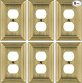 Metal Wall Plate for Electrical Outlets, Decorative Antique Brass Switch Plates Outlet Cover, Light Switch Cover Plate, 1-Gang Wall Plates (Duplex Outlet, 6 Pack)
