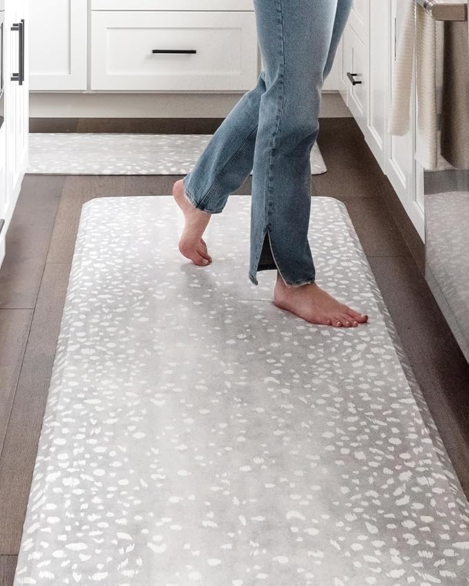 House of Noa Nama Standing Mat – Anti-Fatigue Cushioned Kitchen Mats for Floor | Ergonomic Bounce-Back Foam Kitchen Mats | Anti-Fatigue Mats for Kitchen & Standing | Fawn Silver | 30" x 72"