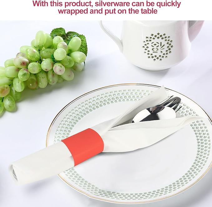 Germiwipe Napkin Band Pack of 2,500,Napkin Rings Self Adhesive,Silverware Wraps Bands, Perfect for Christmas Birthday Parties, Weddings, Family Reunion & Events(Red,2500pcs)