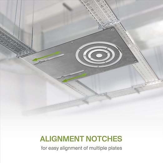 ASD 13 Inch New Construction Mounting Plate with Asymmetric Round Hole - 3/4/6 Inch Flat Steel Rough in Wafer Light Bracket, Shallow LED Recessed Lighting Housing, 48 Pack