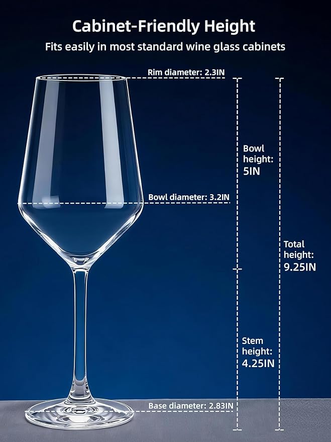 Wine Glasses Set of 4, Sturdy Crystal Wine Glasses for White wine, 14oz Modern Wine Glasses with Thin Rim, Short Stem, Gifts for birthday, housewarming, wedding, Valentine's Day