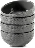 HASENSE Soup Bowls, Cereal Bowls Set of 4, 26oz Embossed Stoneware Porcelain Cereal Bowls, Large Ceramic Soup Bowls for Cereal, Oatmeal, Fruit, Salad, Noodle, Microwave Dishwasher Safe, Gray