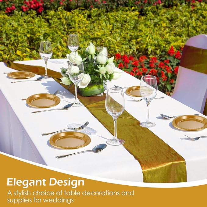 Zopeal 500 Pcs Gold Plastic Dessert Plates 6 Inch Round Gold Disposable Plates Heavy Duty Wedding Dinner Tableware for Birthday Party Dinner Picnic Salad, Appetizer Party Supplies