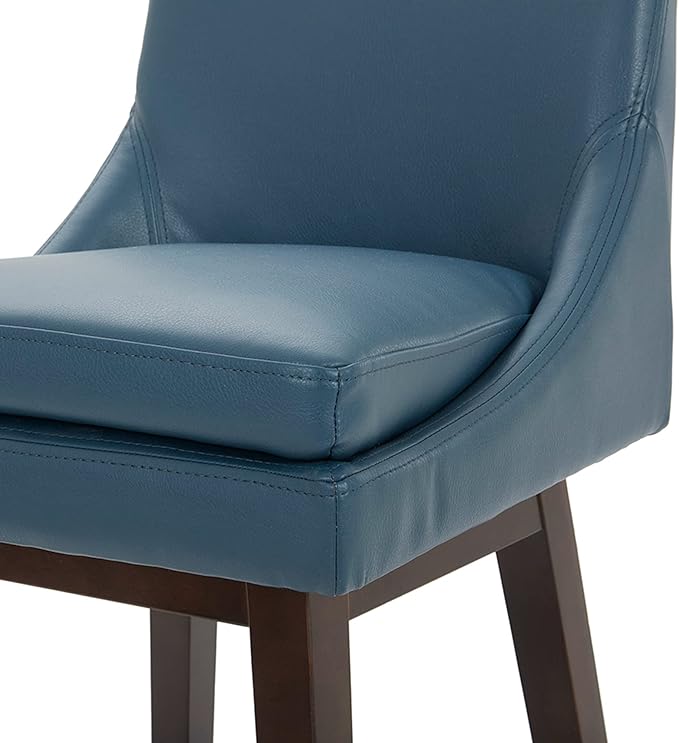 CHITA Counter Height Swivel Barstool, FSC Certified Upholstered Bar Stool, 26.8" H Seat Height, PU Leather in Dark Blue