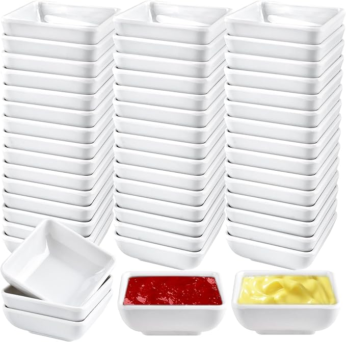 50Pcs Melamine Dipping Sauce Bowls Bulk, 3oz White Dipping Sauce Cups Bowls, Soy Sauce Serving Dish for Tomato Sauce Condiment Kitchen Restaurant Catering Camping BBQ Party