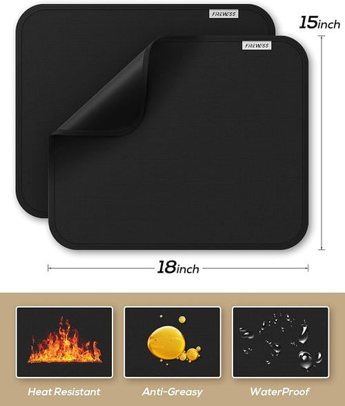 2pack Heat Resistant Mat for Air Fryer, 15x18in Heat Resistant Mat for Countertop, Silicone Kitchen Countertop Hot Pads for Air Fryer, Deep Fryer, Oven