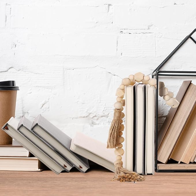 3 Pieces Faux Decorative Books Set for Home Decor Fake Book for Shelves Coffee Table Stacked Linen Covered Display Notebook with Wood Bead Bookend Gift for Living Room(Classical Color)