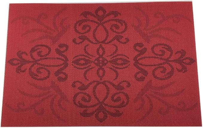 Gugrida Luxury Red Placemats Set of 6 Crossweave Woven Vinyl Placemat for Dining Table Heat Resistant Kitchen Table Mats Easy to Clean