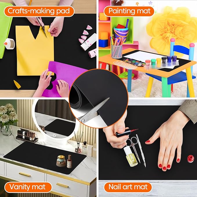 Large Silicone Mats for Kitchen Counter,16" x 72" Heat Resistant Silicone Mat,Food Grade Silicone Pastry Mat,New Skin-Friendly Material Silicone Countertop Protector Mat,Freely Cuttable,Black