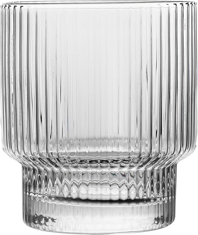 Restaurantware-Vetri 10 Ounce Old Fashioned Glasses, 6 Ribbed Whiskey Glasses - No-Lead, Dishwashable, Clear Glass Tumblers For Scotch, For Drinking Liquor, Cocktail, Bourbon, Cognac, And More