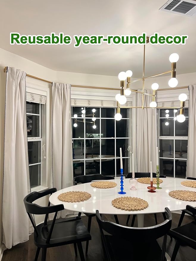 13.8" Set of 12 Round Corn Husk Placemats | Boho Wovean Rattan Table Mats | Farmhouse Wicker Spring Plate Chargers Like Water Hyacinth, Seagrass Table Mats