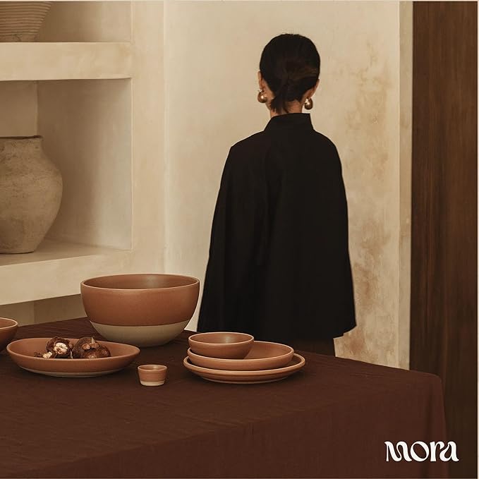 MORA Small Bowls Set of 4, 16oz Ceramic Pottery Dessert Bowls - Microwave, Oven and Dishwasher Safe - Terracotta