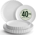 Trendables Floral Paper Plates 8.5 Inch & 10.5 Inch 40 Pcs Dinner Plate Set Fancy Disposable Plates for Party for 20 Guests 20 X 8 & 20 X 10 Large & Small Paper Plate Set for Parties Snow