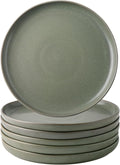AmorArc Ceramic Dinner Salad Plates Set of 6, Wavy Rim 8.5 Inch Dish Set, The Dessert,Salad, Appetizer, Small Dinner etc Plate,Microwave, Dishwasher Safe, Scratch Resistant - Reactive Matte