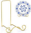 Baderke Wrought Iron Bowl Deep Platter Stand Detachable Metal Scroll Display Rack Easel Metal Bowl Display Stand Decorative Holder Dish Picture Easel (Gold,2 Pcs)
