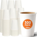 12 oz Disposable Paper Coffee Cups [300 Pack], White Hot Coffee Cups 12 oz, Thickened Design for Cafes, Bistros, Parties, and Events