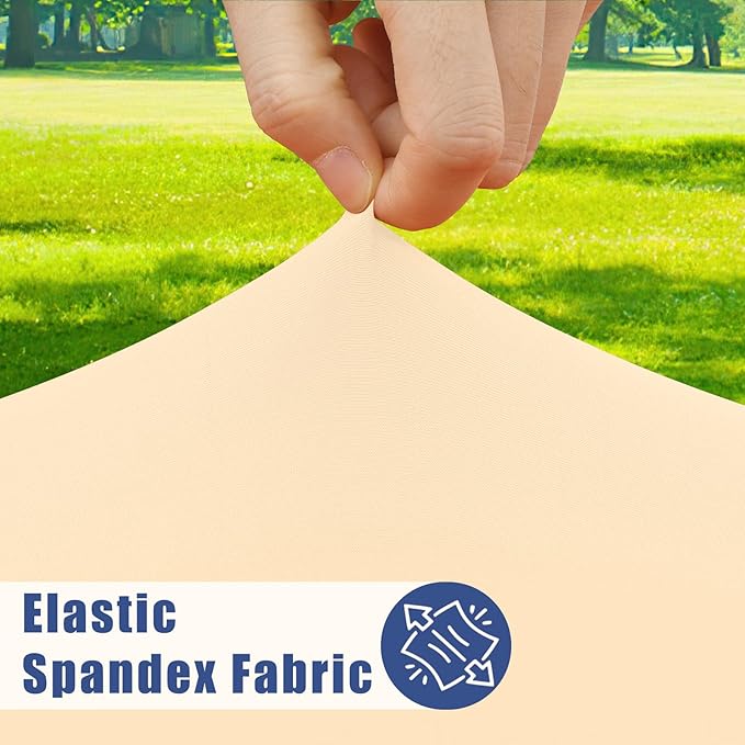 Round Spandex Tablecloth, Elastic Fitted Waterproof Tablecloths for 18"-24" Tables, Stretch Washable Picnic Table Cover for Camping, Dining, Indoor and Outdoor,Ivory