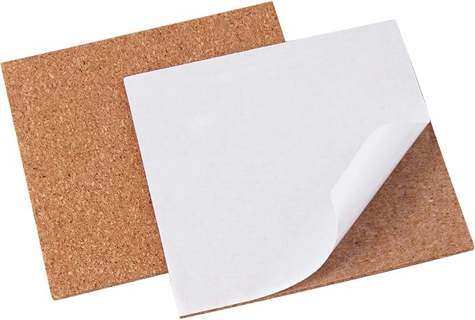110 Pack Self Adhesive Cork Squares and Round DIY Adhesive Cork Board for Coasters and DIY Crafts