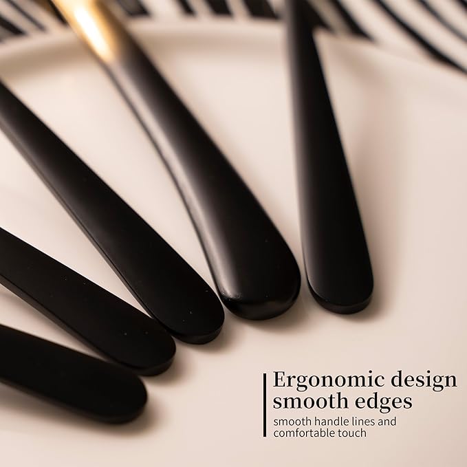 Black Silverware Set for 4 Elegant 20 Piece Flatware Set 18/10 Stainless Steel Nice Weight Mirror Polished Unique Black Gradual Change Gold Cutlery Utensils Sets for Home Kitchen Restaurant