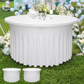 2 Pack 48" Diameter x 30" Height White Table Skirt | Fits 4FT Round Tables |Polyester Spandex Round Table Cloths with Skirt|Stain 、Wrinkle Resistant、 for Wedding,Party,Dining,Banquet