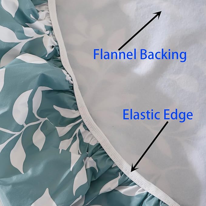 Walrus Round Vinyl Fitted Tablecloth with Flannel Backing Elastic Edge Design Table Cover Waterproof Oil-Proof PVC Table Cloth Stain-Resistant Best for 37"-44" Round