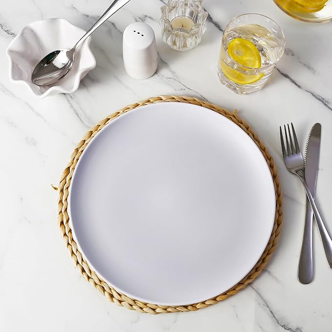 TP 10" Plate Set, 6-Piece Melamine Round Dinner Plates, Unbreakable Weighty Serving Dishes for Home, Outdoor Party, Restaurants, White