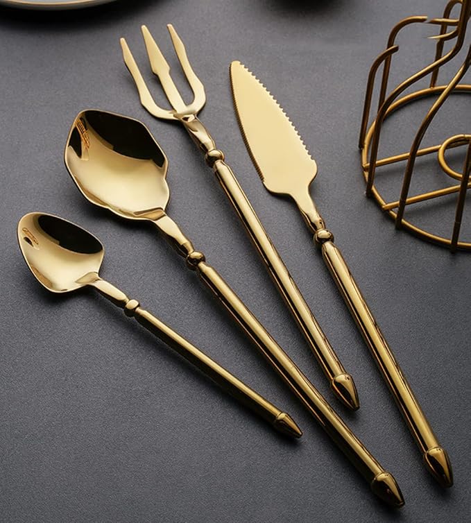 Silverware Set for 16 Durable 18/10 Stainless Steel Flatware Set Creative Styles 64 Piece Modern Cutlery Tableware Utensils Set for Home Kitchen Wedding Restaurant Knives forks and Spoons