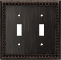 Henne Bery Sunken Pearls Heavy Duty Decorative Wall Plate Switch Plate Outlet Cover (Double Toggle, Aged Bronze)