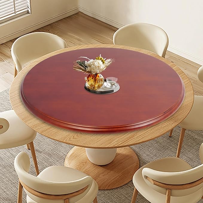 27.56" Dining Table Turntable, Wooden Rotating Serving Tray Round Tabletop Serving Plate Large Round Serving Plate Tabletop Rotating Tray Organizer for Table Top Counter Top