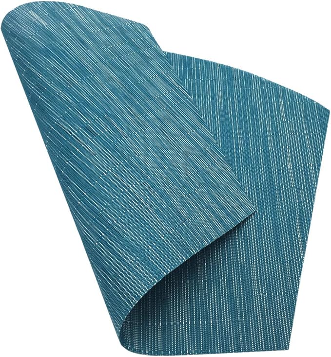 Red-A Woven Vinyl Placemats for Dining Table Durable Heat Resistant Washable Placemats for Round Table,Placemats Set of 4,Blue