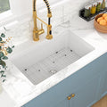 Sarlai 30 Inch White Undermount Sink Fireclay 30x18 Inch White Kitchen Sink Dual Drop in & Undermount Kitchen Sinks Single Bowl Deep Porcelain Ceramic Basin