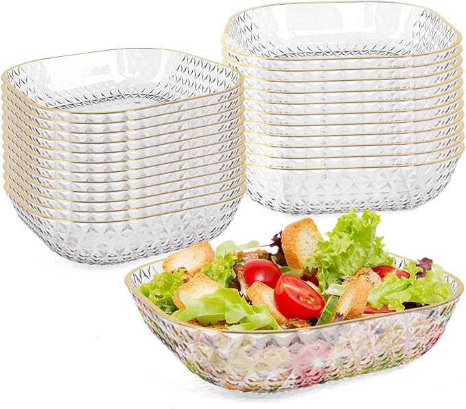Clear Plastic Bowls, 24 Pack 22 Oz Plastic Serving Bowl Salad Serving Bowl Fruit Salad Bowl For Party Wedding Birthday Snack Fruit (Transparent)