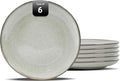 Organic Shape Highland Ceramic Salad plates, 6pcs 8 Inch Handmade Reactive Glaze Dinnerware Sets with Wavy Edge, for Kitchen, Microwave & Dishwasher Safe, Scratch Resistant-grey