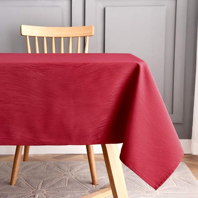 maxmill Square Tablecloths Swirl Design Spillproof Wrinkle Free Heavy Weight Soft Table Cloth for Circular Table Cover of Buffet Banquet Parties Holiday Dinner Square 70 x 70 Inch Red