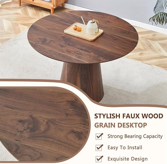 Round Dining Table Set for 4, Modern Kitchen Table Small 45 Inch Dinner Table Round Dining Room Table with 4 Dining Chairs for Living Room