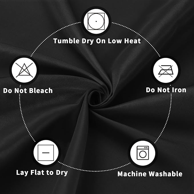 PureFit 6 Pack Round Black Table Cloths 90 Inch for Round Tables, Stain and Wrinkle Resistant Table Linens for Home Use, Wedding, Party, Banquet and Camping