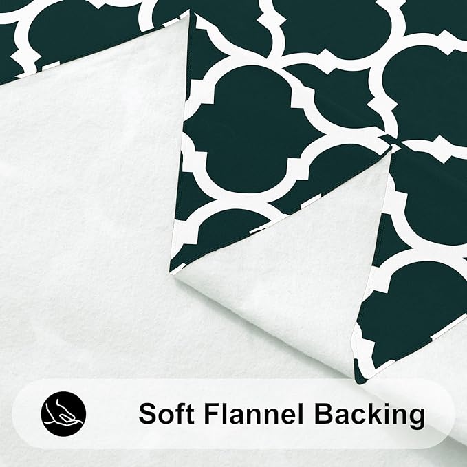 Smiry Rectangle Tablecloth, Waterproof Vinyl Tablecloths with Flannel Backing for Rectangle Tables, Wipeable Spillproof Plastic Tablecloth for Dining, Indoor and Outdoor (60"x84", Hunter Green)